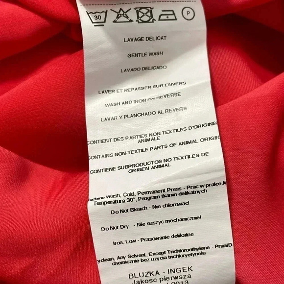 Promod Women’s Size EU 42 Red Top Lace Short Sleeves Keyhole Back Button Closure - Picture 6 of 10